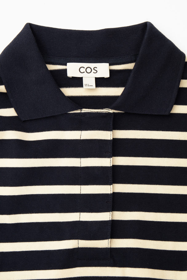 COS Rugby-style Polo Shirt Navy / White / Striped