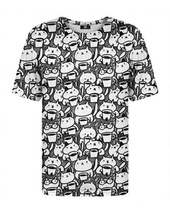 Mr. Gugu & Miss Go Coffee Cat Break T-shirt Gray