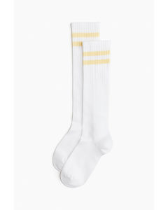 Knee Socks White/striped