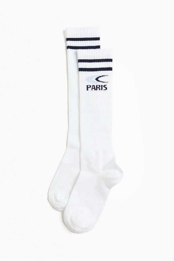 H&M Knee Socks White/paris
