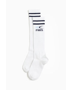 Knee Socks White/paris