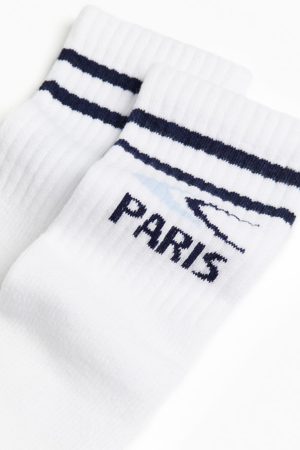 H&M Knee Socks White/paris
