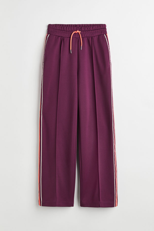 H&M Track Pants With Side Stripes Plum Purple