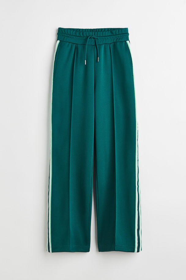 H&M Track Pants With Side Stripes Dark Green