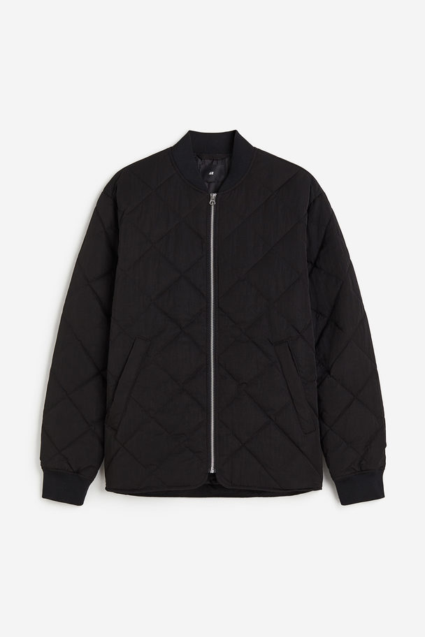H&M Quilted Bomber Jacket Black