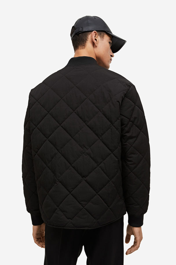 H&M Quilted Bomber Jacket Black