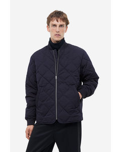 Quilted Bomber Jacket Navy Blue