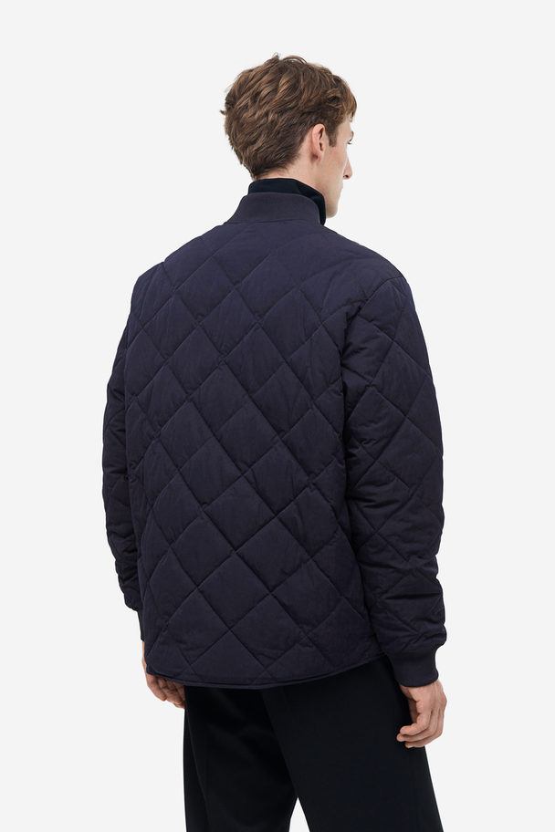 H&M Quilted Bomber Jacket Navy Blue