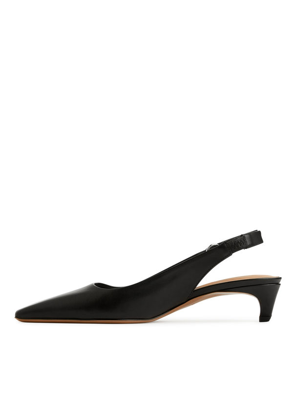 ARKET Slingback-Lederpumps Schwarz