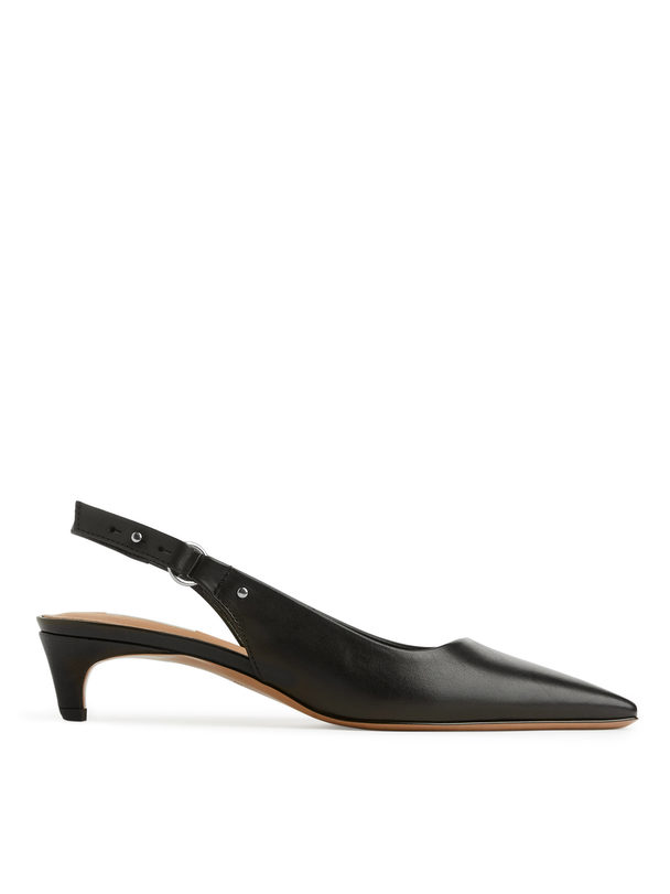 ARKET Slingback Leather Pumps Black