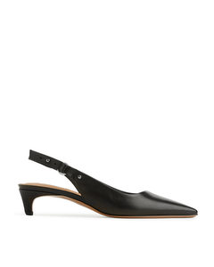 Leren Pumps Met Slingback Zwart