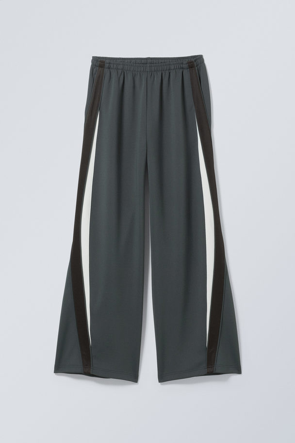 Weekday Aida Colour Block Track Trousers Dark Grey Colour Block