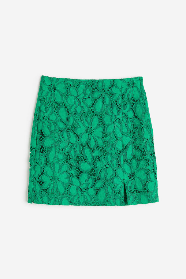 H&M Lace Mini Skirt Green