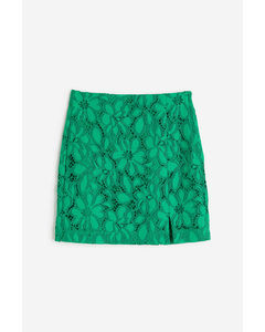 Lace Mini Skirt Green