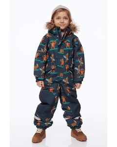 Wind And Waterproof All-in-one Suit Navy Blue/bears