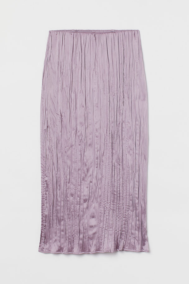H&M Crinkled Satin Skirt Light Purple