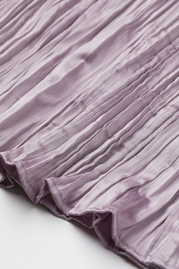 H&M Crinkled Satin Skirt Light Purple