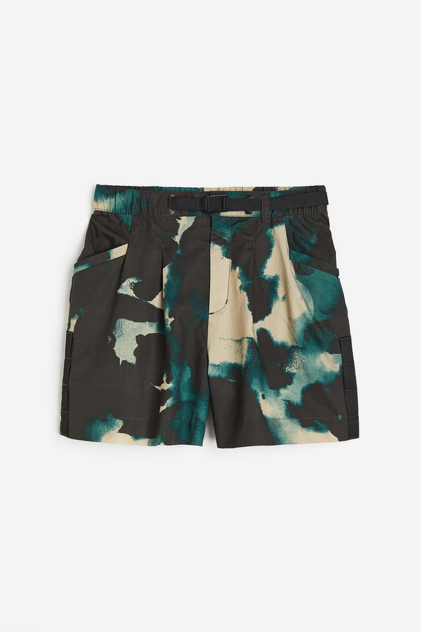 H&M Water-repellent Outdoor Shorts Dark Turquoise/patterned