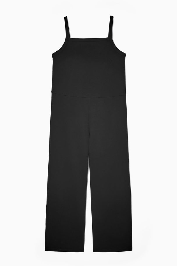 COS Square-neck Jersey Jumpsuit Black
