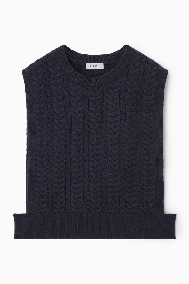 COS Cable-knit Wool Hybrid Vest Navy