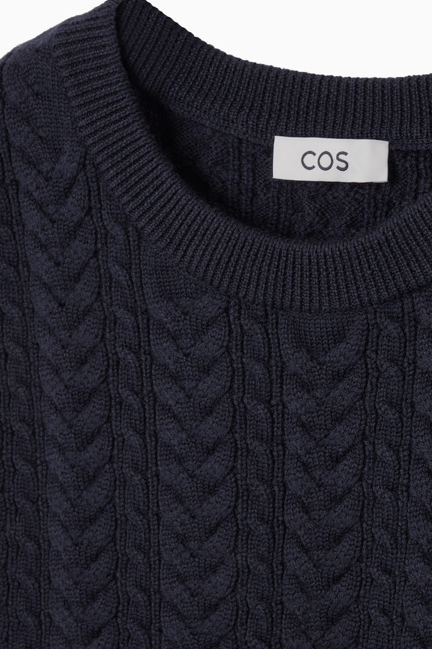 COS Cable-knit Wool Hybrid Vest Navy