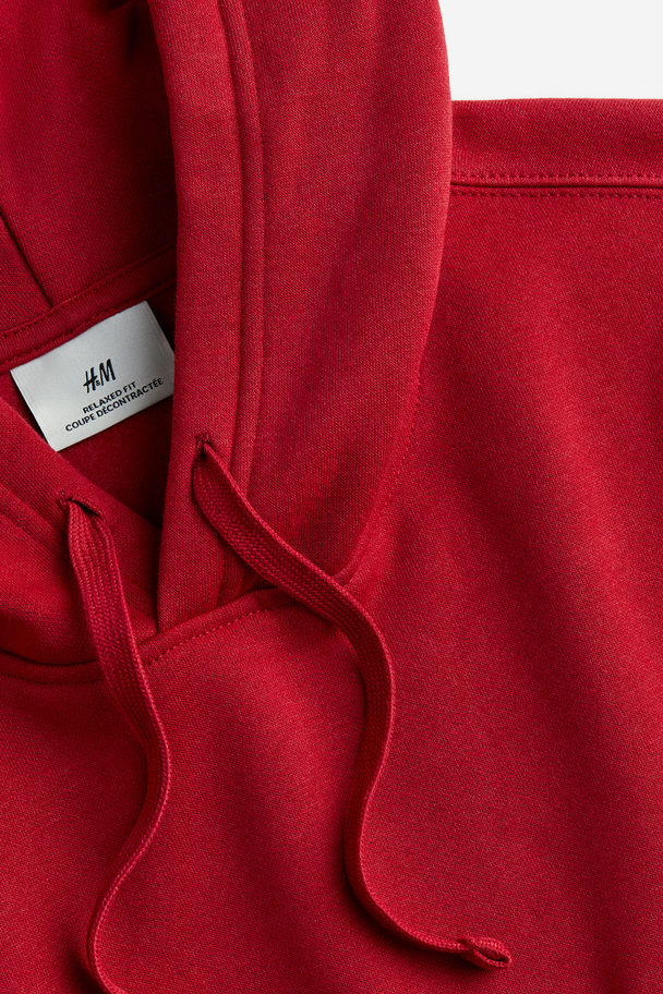 H&M Capuchonsweater Met Print - Loose Fit Helderrood