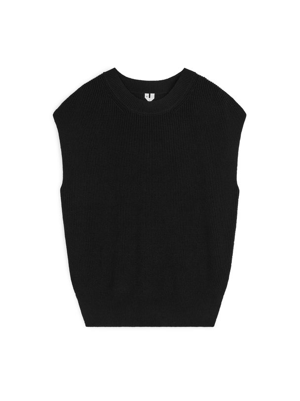 Arket Knitted Cotton Top Black