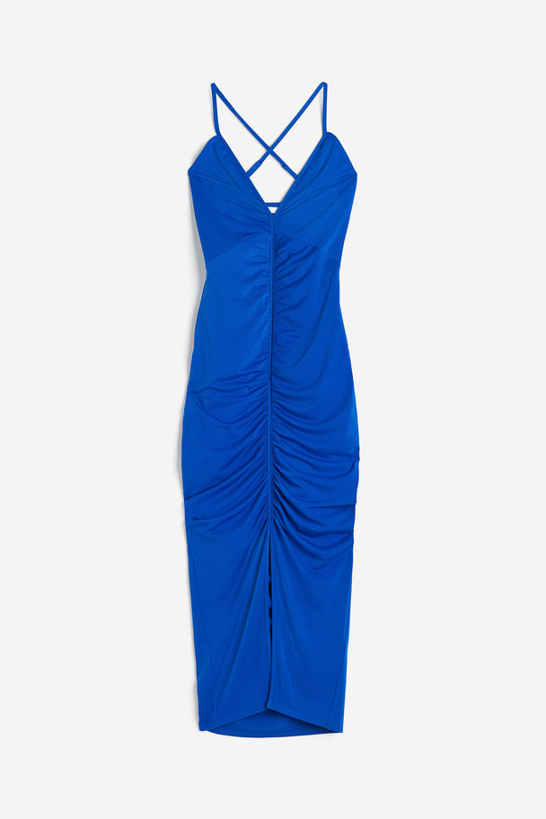 H&M Draped Bodycon Dress Bright Blue