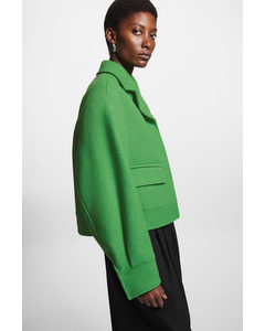 Cropped Wool Utility Jacket Green