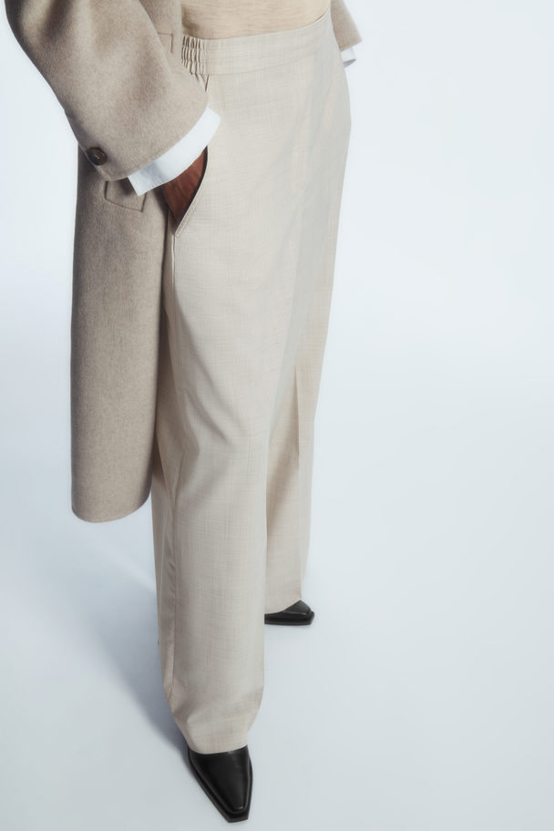 COS Voluminous Wide-leg Wool Trousers Light Beige