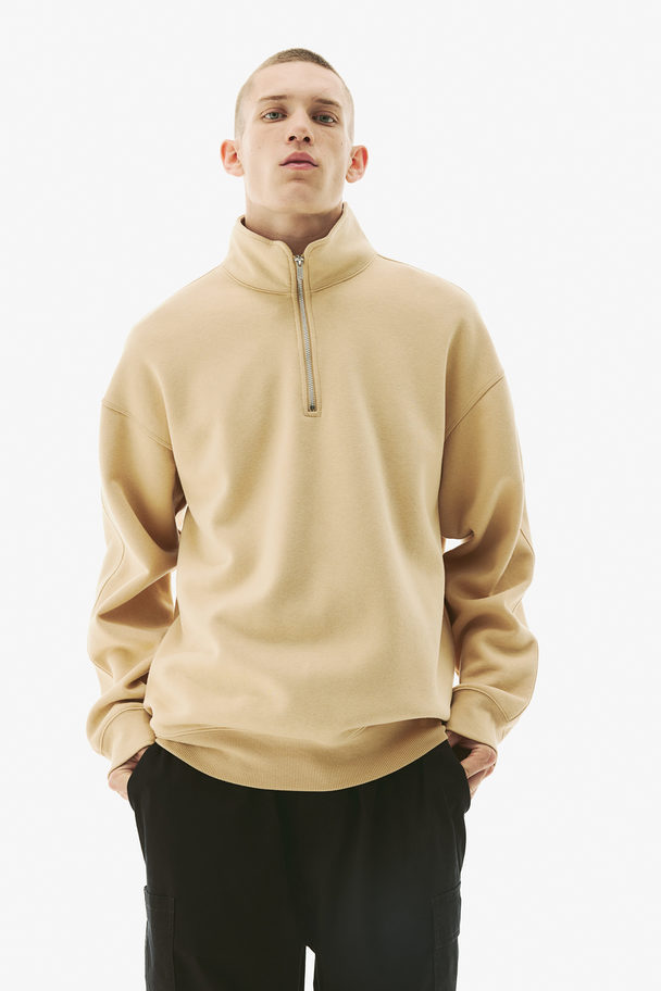 H&M Thermolite®-ziptop-sweater - Loose Fit Lichtbeige