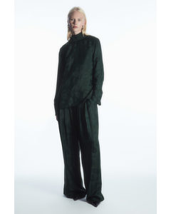 Wide-leg Paisley-jacquard Trousers Dark Green / Paisley