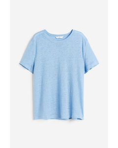 T-Shirt aus Leinen Hellblau