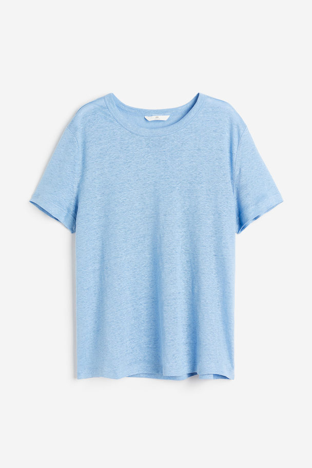 H&M T-shirt I Linne Ljusblå