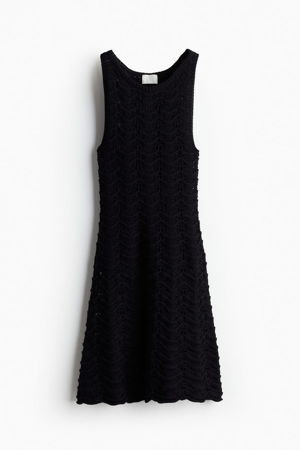 H&M Pointelle-knit Dress Black