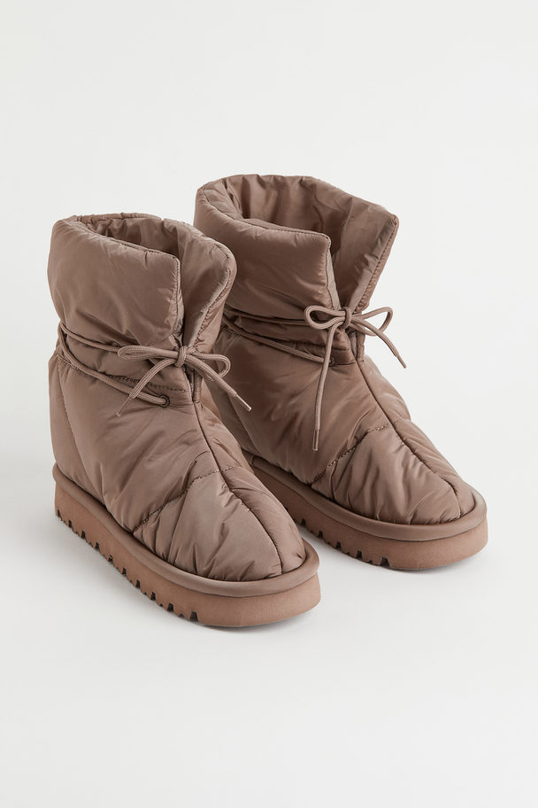 H&M Ankle-laced Nylon Boots Dark Beige