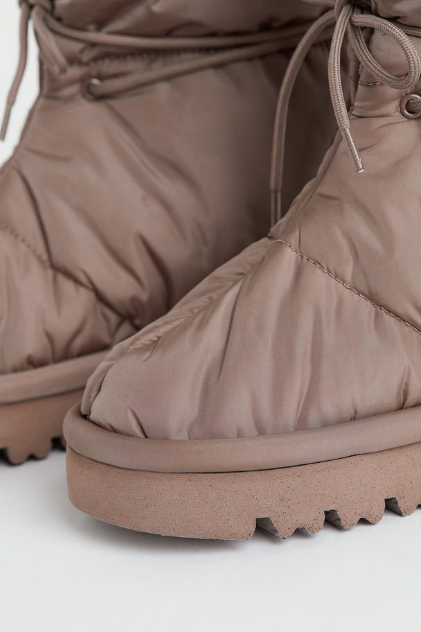 H&M Ankle-laced Nylon Boots Dark Beige