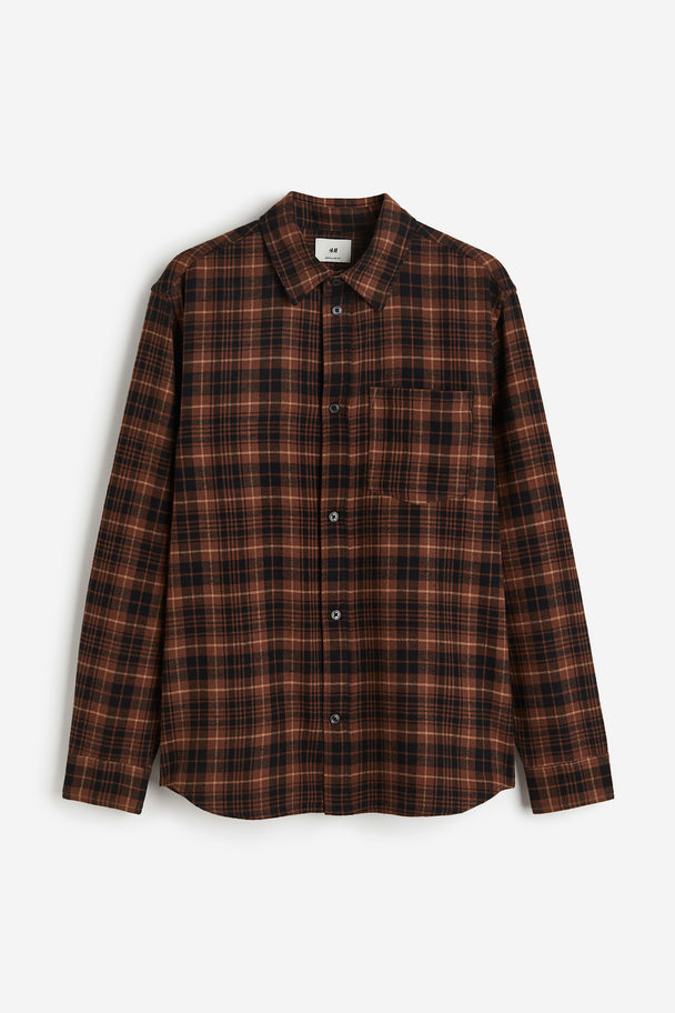 H&M Regular Fit Flannel Shirt Brown/checked