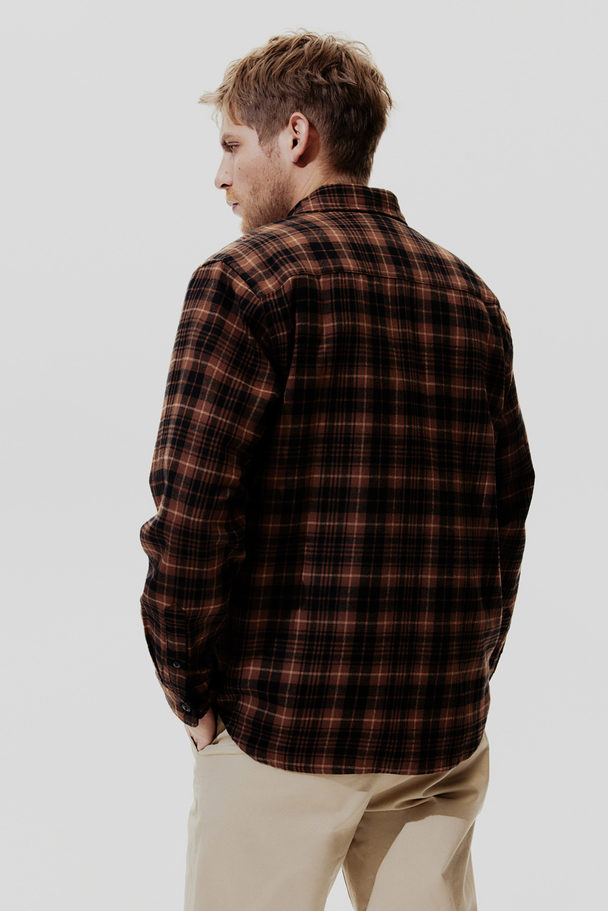 H&M Regular Fit Flannel Shirt Brown/checked