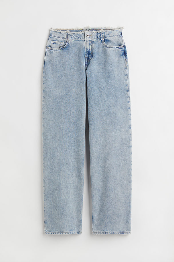 H&M Straight Low Jeans Licht Denimblauw
