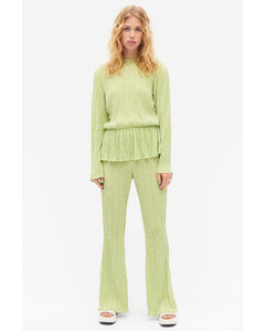 Green Floral Pleated Trousers Green Floral