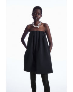 Pleated Bandeau Mini Dress Black