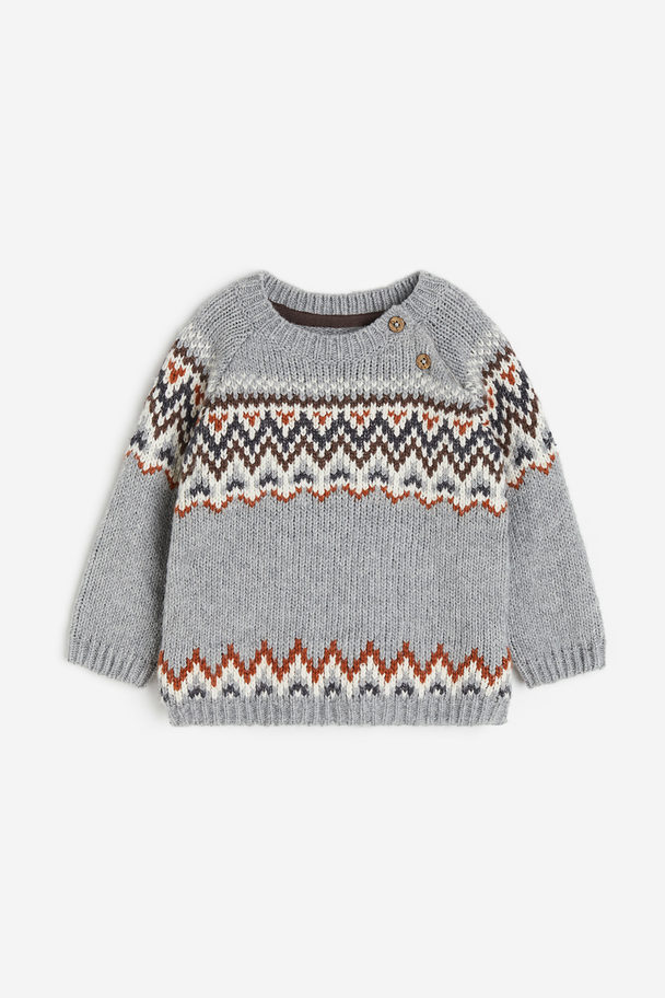 H&M Jacquard-knit Jumper Grey/patterned