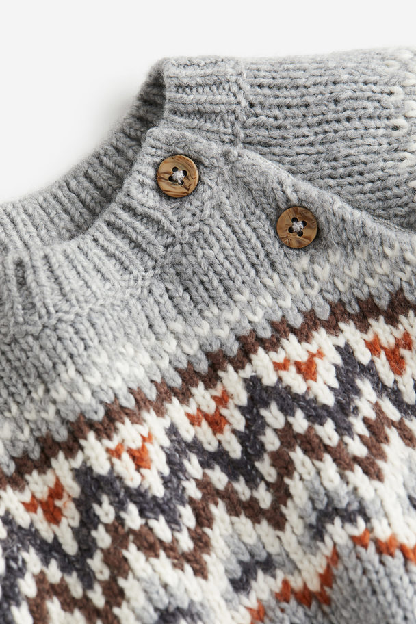 H&M Jacquard-knit Jumper Grey/patterned