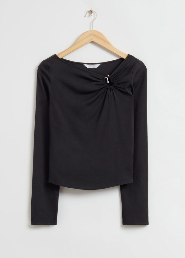 & Other Stories Slim-fit Hook Detail Top Black