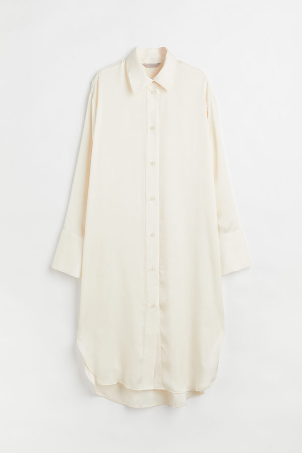 H&M Oversized Skjortklänning Crèmevit