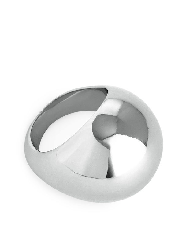 ARKET Versilberter Ring mit großer Kugel Silber