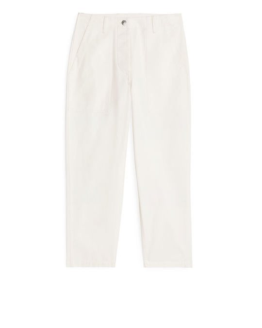 Arket Cotton Twill Workwear Trousers Off White