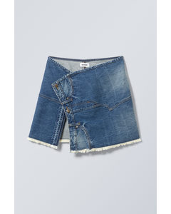 Korte Denim Wikkelrok Blauw Tijdperk