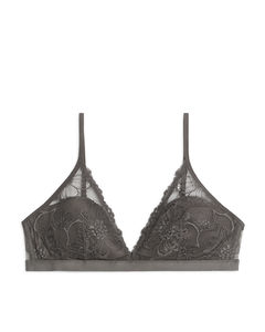 Padded Lace Bra Grey